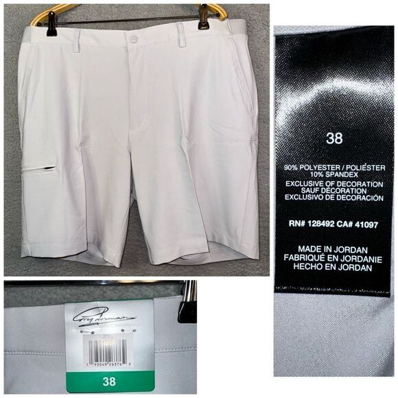 Greg Norman Shorts Men's 38 Gray Comfort Cargo Golf Moisture Wicking Flat‎ Front - Picture 1 of 14
